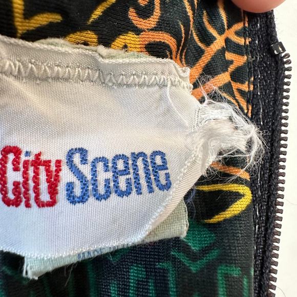 Vintage 60s 70s City Scene Maxi Dress Abstract Floral Boho Long Sleeve Medium - Picture 10 of 12